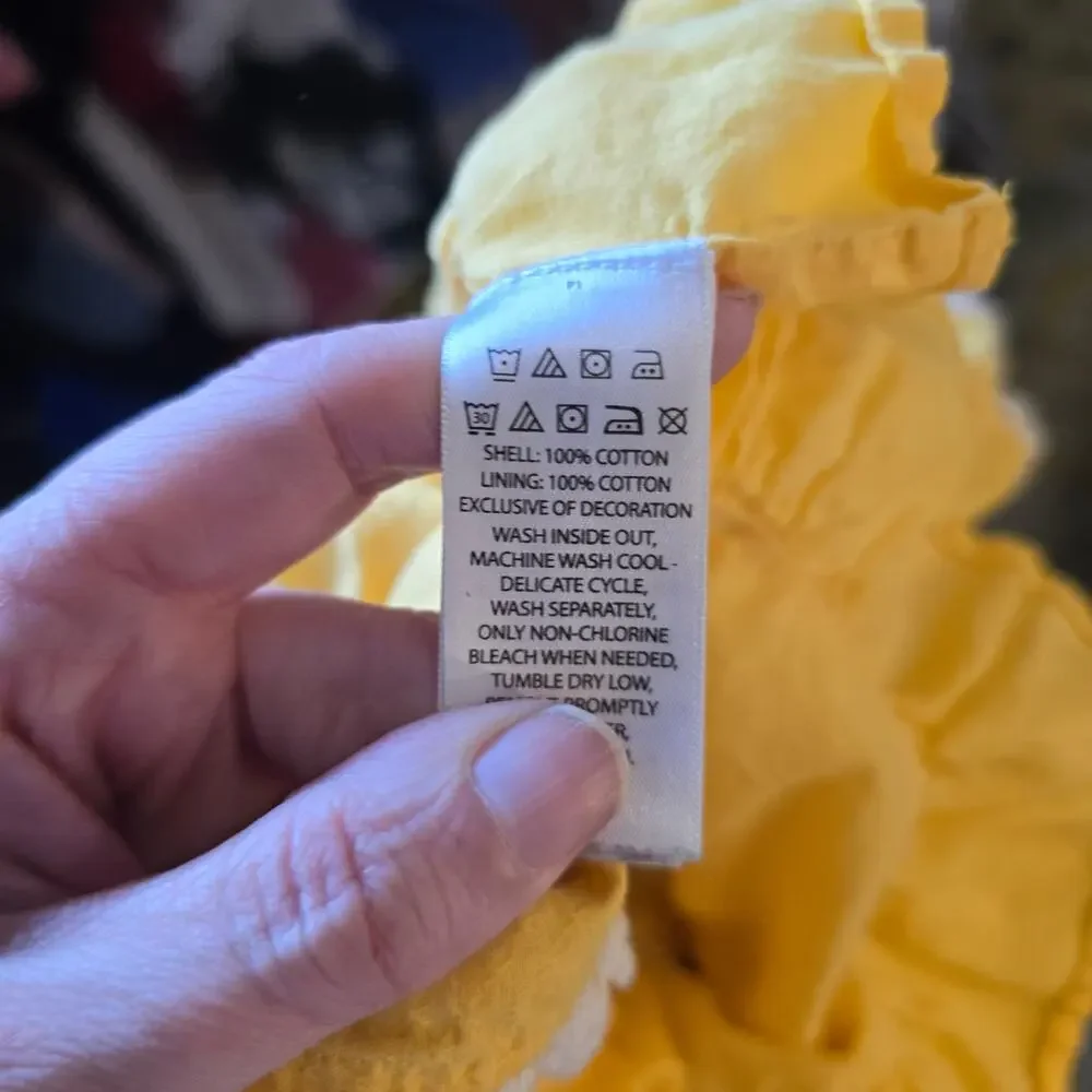 Tommy Bahama yellow 100% cotton floral embroidered girls drees size 12m